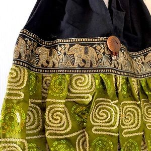 Colorful Thailand elephant shoulder tote